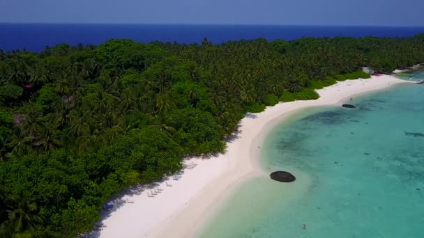 Drone natura di rilassante costa spiaggia viaggio in laguna turchese e sfondo di sabbia bianca — Video Stock