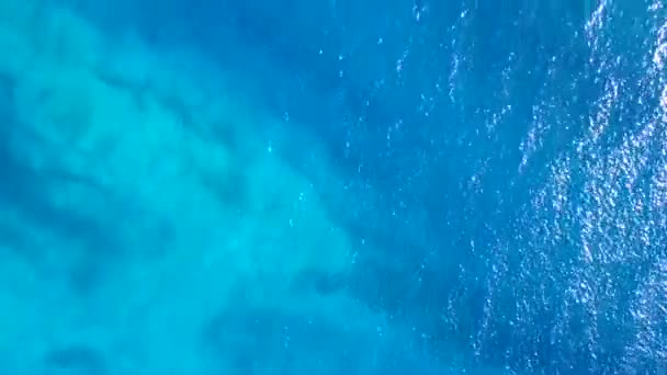 Aerial drone nature of perfect bay beach break by turquoise water with white sandy background — Stock Video