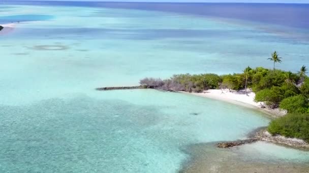 Flygdrönare havsbild av lyx havsutsikt strand resa med blått vatten och vit sand bakgrund — Stockvideo