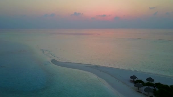 Paisaje aéreo de exótica costa playa fauna por mar turquesa y fondo de arena blanca — Vídeo de stock