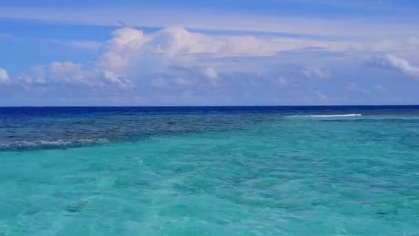 Vue aérienne paysage de lagon exotique plage faune par mer bleue et fond sablonneux propre — Video