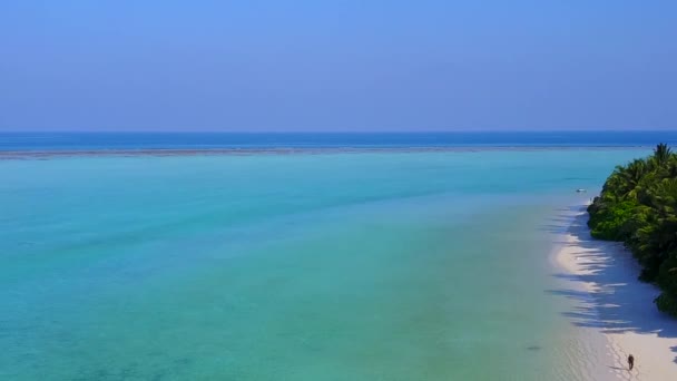 Drone aereo astratto di tranquilla laguna tempo spiaggia da oceano turchese con sfondo di sabbia brillante — Video Stock