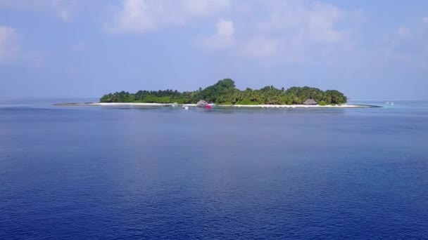 백 사 장이 있는 푸른 바닷물이 완벽 한 섬 해변을 답사하는 드론 관광 — 비디오