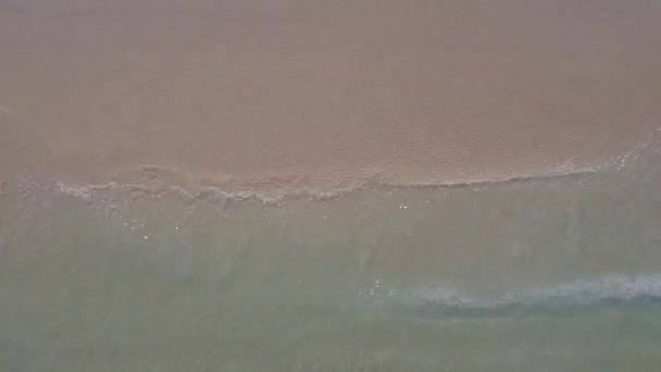 白い砂浜の背景を持つ青い緑の海によるパラダイスベイビーチの休日の空中ドローンの性質 — ストック動画