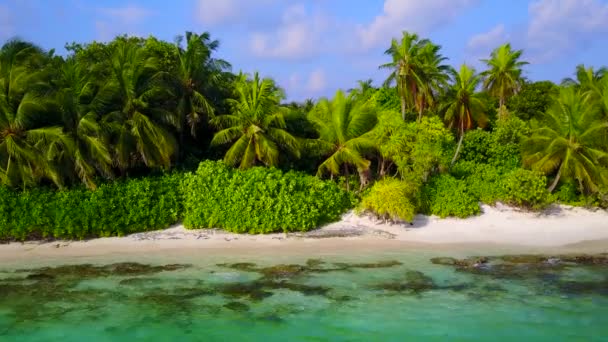 Luftaufnahme von ruhigen touristischen Strand Zeit durch klares Wasser und hellen Sandhintergrund — Stockvideo