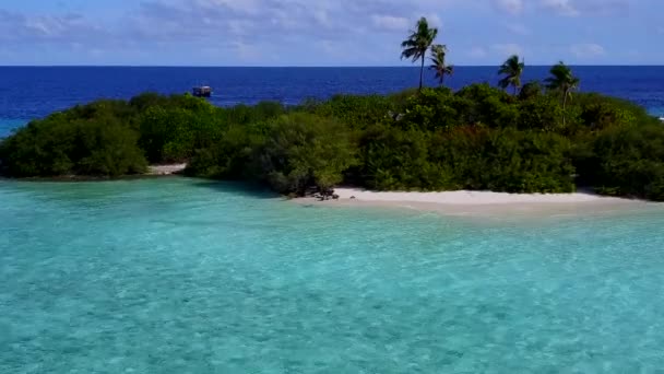 白い砂の背景を持つ澄んだ海によるパラダイスリゾートビーチ旅行の空中無人島の風景 — ストック動画