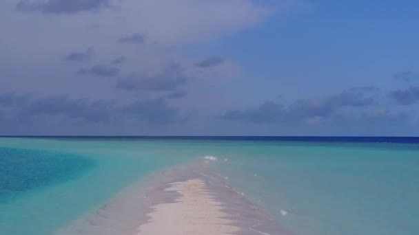 Textura aérea de dron de tranquila vida silvestre de playa turística por laguna verde azul y fondo de arena blanca — Vídeo de stock