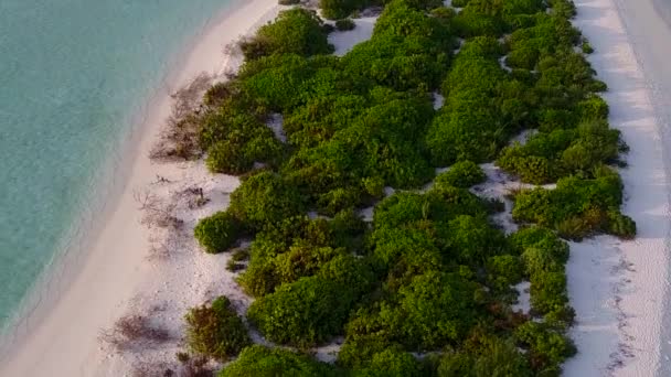 Aerial drone krajobraz luksusowego wybrzeża plaży wakacje przez przejrzyste morze i białe piaszczyste tło — Wideo stockowe
