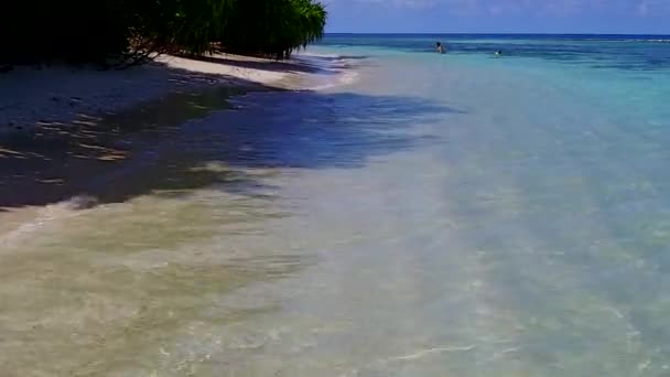 Sejf powietrzny relaksującej plaży turystycznej dzika przyroda błękitną wodą z białym, piaszczystym tłem — Wideo stockowe