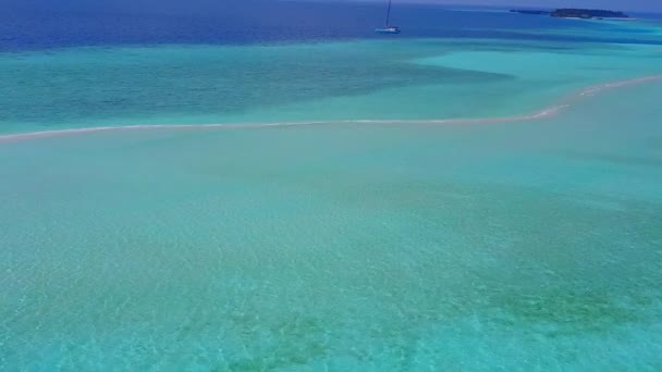 Drone view panorama of tropical resort beach vacation by clear sea with white sandy background — Stock Video