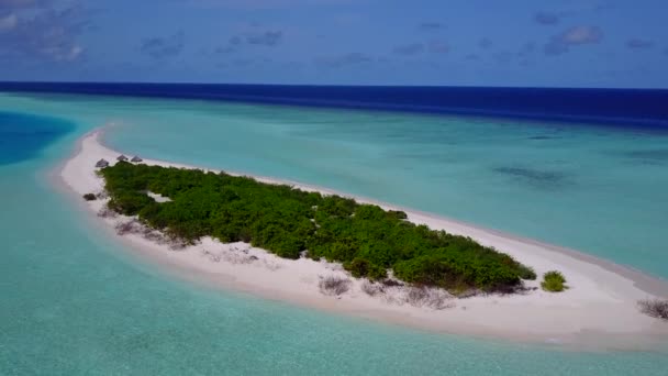 Drone view sky of luxury resort beach lifestyle by clear sea and white sandy background — Stock Video