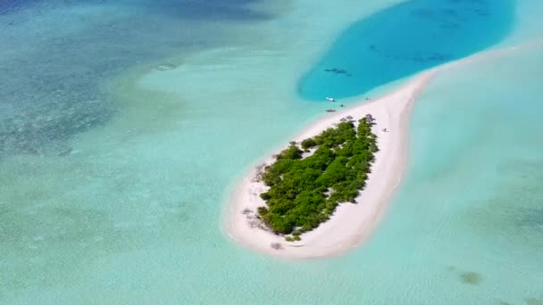 Textura aérea de la playa paradisíaca fauna marina por el agua azul con fondo de arena blanca — Vídeo de stock