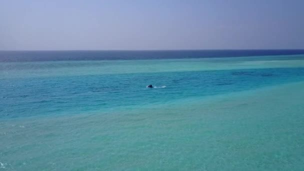 Ampio angolo paesaggio marino di idilliaca spiaggia turistica tempo da oceano trasparente con sfondo di sabbia brillante alla luce del sole — Video Stock