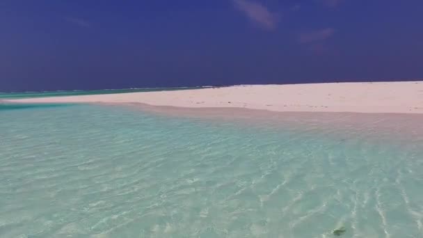 Leere Natur der Meeresküste Strand Reise durch blaues Wasser und weißen Sandhintergrund in der Nähe von Palmen — Stockvideo
