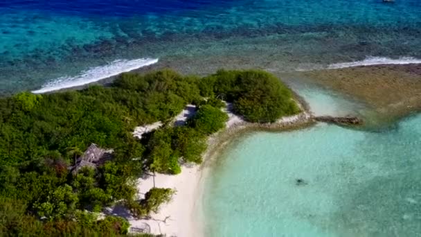 Warm abstract of luxury lagoon beach trip by blue water and bright sandy background near resort — Stock Video