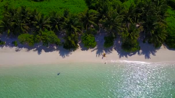 Ζεστό θαλασσογραφία του τροπικού νησιού διακοπές στην παραλία με γαλαζοπράσινα νερά με καθαρή άμμο φόντο κοντά sandbar — Αρχείο Βίντεο
