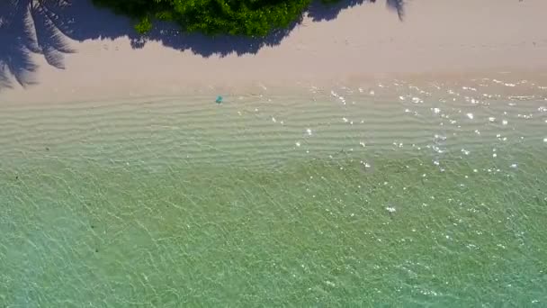 Slunečné scenérie ráje laguny pláž divoká zvěř tyrkysový oceán s bílým pískem pozadí v blízkosti písečného baru — Stock video
