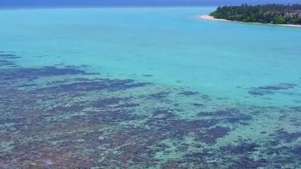 Romantische Landschaft der tropischen Insel Strandausflug durch klares Meer mit hellem sandigen Hintergrund in der Nähe der Brandung — Stockvideo