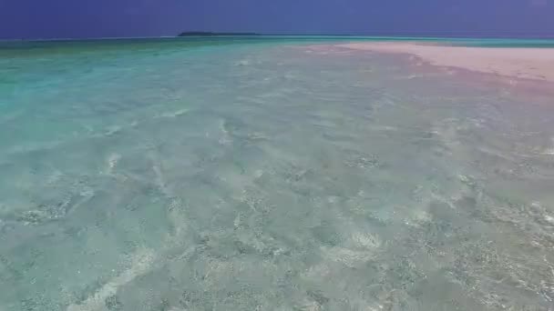 Daytime tourism of idyllic coast beach holiday by clear lagoon with white sandy background near sandbank — Stock Video