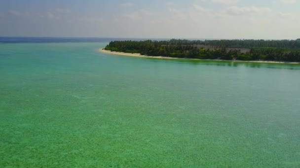 Ciel ensoleillé de la baie tropicale vacances à la plage par océan transparent et fond de sable blanc près des palmiers — Video