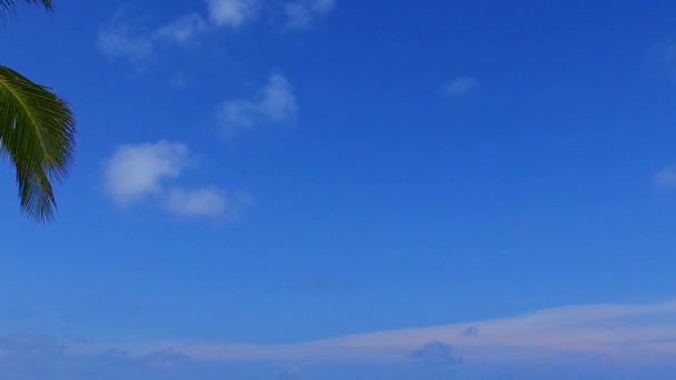 蔚蓝的大海和白沙滩背景的海浪映衬下完美海滨生活的浪漫天空 — 图库视频影像