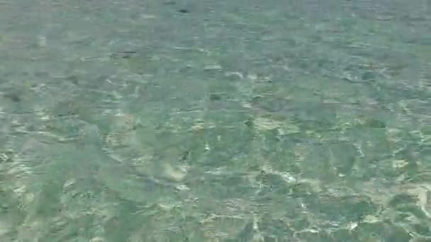 白沙背景清澈大海中完美海滨探险的空中无人海景 — 图库视频影像