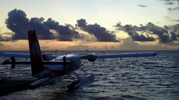 Letecký drone přímořská pláň tropického pobřeží pláž volně žijící živočichy mělké laguny a bílého písku pozadí — Stock video