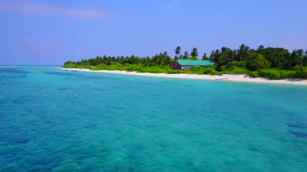 Empty seascape of marine tourist beach break by turquoise lagoon with white sandy background near sandbar — Stock Video