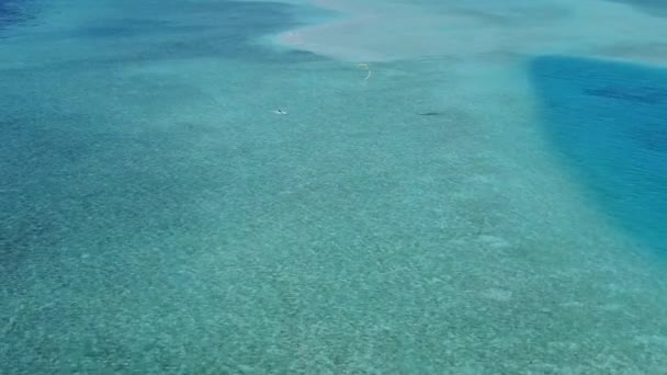 Empty abstract of idyllic island beach journey by aqua blue sea with white sandy background near reef — Stock Video