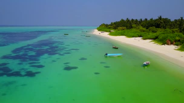 Drone vue paysage de détente touristique plage pause par mer bleue et fond sablonneux lumineux — Video