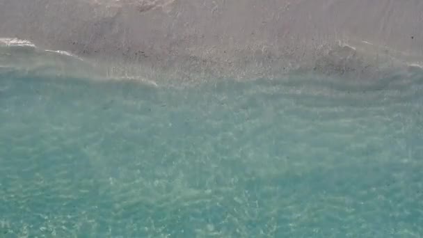 Lege landschap van de mariene kust strand reis door duidelijke lagune en witte zandachtergrond in de buurt palmen — Stockvideo