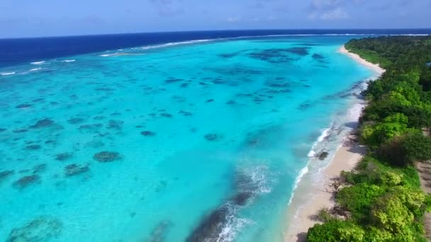 Daytime panorama of exotic sea view beach adventure by turquoise water and white sandy background near sandbank — Stock Video