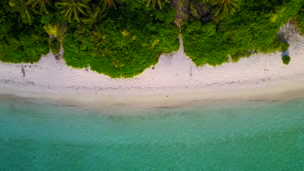 Pemandangan kosong dari pelayaran pantai laguna yang tenang oleh laut dangkal dan latar belakang pasir yang cerah dekat bank pasir — Stok Video