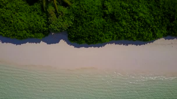 Nappali absztrakt idilli sziget strand szünet kék tenger és fehér homokos háttér közelében homokbár — Stock videók