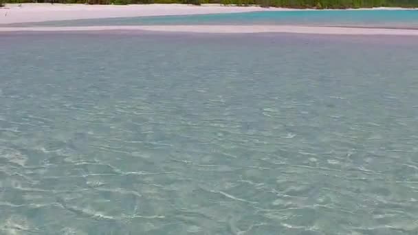 Copiar el turismo espacial de la vida silvestre idílica playa resort por el océano claro con fondo de arena blanca cerca de la barra de arena — Vídeos de Stock