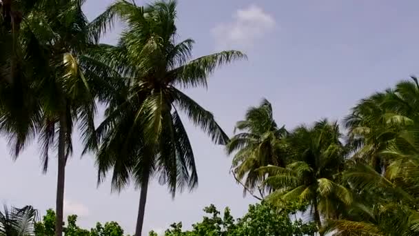 Cálido resumen del hermoso viaje a la playa de la isla por el océano azul aqua con fondo de arena blanca antes del atardecer — Vídeo de stock