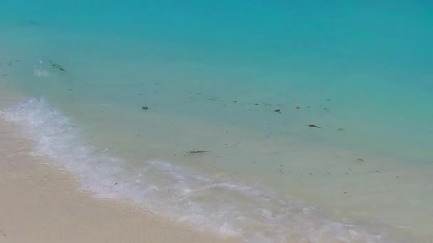 Textura de verano de laguna tropical playa romper por el agua azul con fondo de arena blanca cerca del surf — Vídeos de Stock