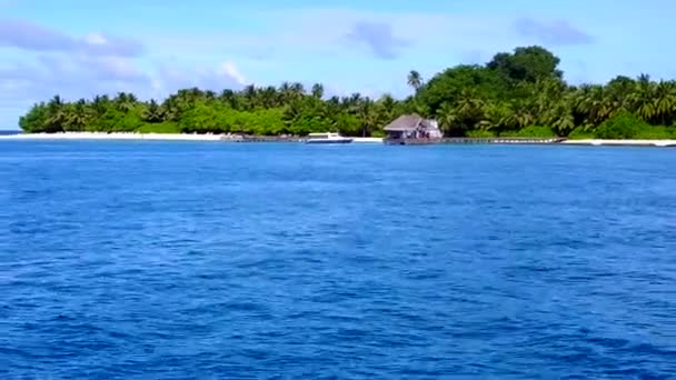 Empty nature of idyllic sea view beach time by turquoise water with white sand background after sunrise — Stock Video