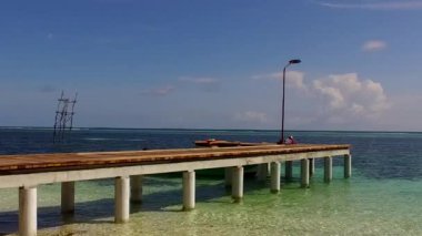 Sakin sahil sahil yaban hayatının yaz doğası sığ okyanus ve güneş doğduktan sonra beyaz kum arka planı