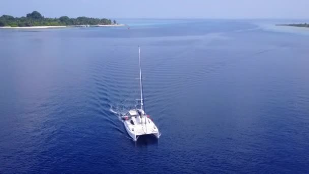 Summer nature of exotic sea view beach break by blue water and white sandy background after sunrise — Stock Video