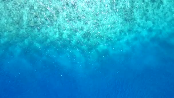 Grand angle abstrait de côte idyllique plage aventure par mer bleue avec fond de sable blanc près de palmiers — Video