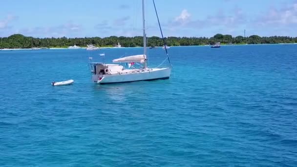 Sommer Natur der schönen Küste Strand Lifestyle durch türkisfarbene Lagune und weißen Sand Hintergrund in der Nähe von Palmen — Stockvideo