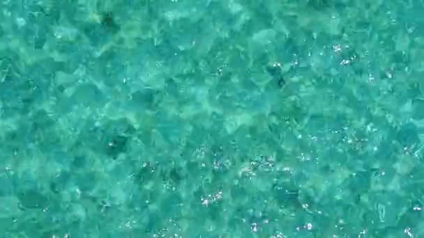 Ρομαντικό φύση της χαλαρωτικής ακτογραμμής ταξίδι στην παραλία από aqua μπλε λιμνοθάλασσα με λευκό αμμώδη φόντο κοντά στις παλάμες — Αρχείο Βίντεο