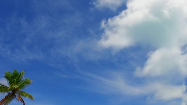 Paesaggio aereo di idilliaca pausa spiaggia laguna da acqua blu acqua con sfondo di sabbia pulita — Video Stock