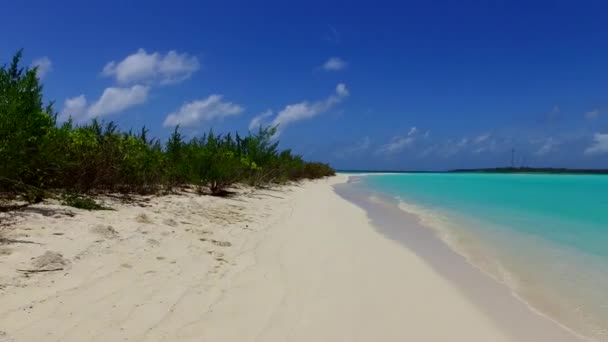Sunny astratto di tropicale tempo spiaggia turistica dal mare blu e sfondo di sabbia bianca vicino surf — Video Stock