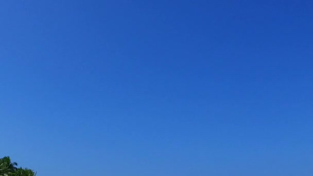 Daytime sky of marine seashore beach trip by transparent lagoon with bright sand background near sandbank — Stock Video