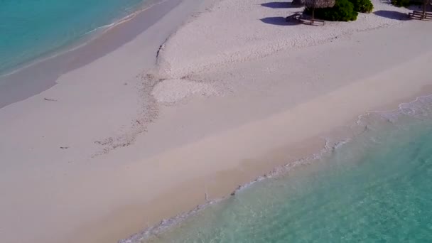 浅海白沙背景下热带旅游海滩野生动物的空中俯瞰天空 — 图库视频影像