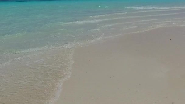 Weitwinkelnatur des perfekten Strandurlaubs am transparenten Meer und sauberem sandigen Hintergrund in der Nähe der Sandbank — Stockvideo