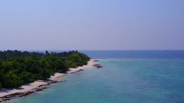 Drone view tourism of tropical resort beach trip by blue sea and white sandy background — Stock Video