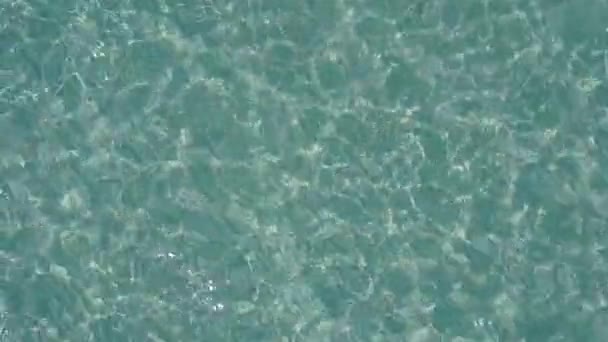 サーフィンの近くに白い砂の背景と青い水による熱帯海岸の冒険の日当たりの良い抽象 — ストック動画